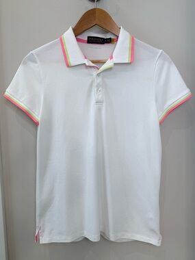 Polo Golf White Women’s' Short Sleeve Polo with Neon Trim